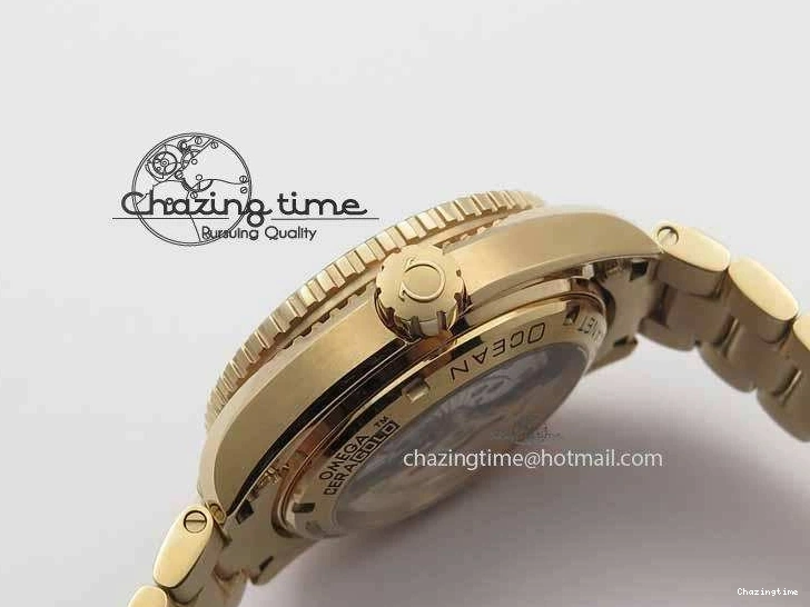 1221 Efficient Planet Ocean GMT 43.5mm RG V6F 1:1 Best Edition Black Dial On RG Bracelet A 8182